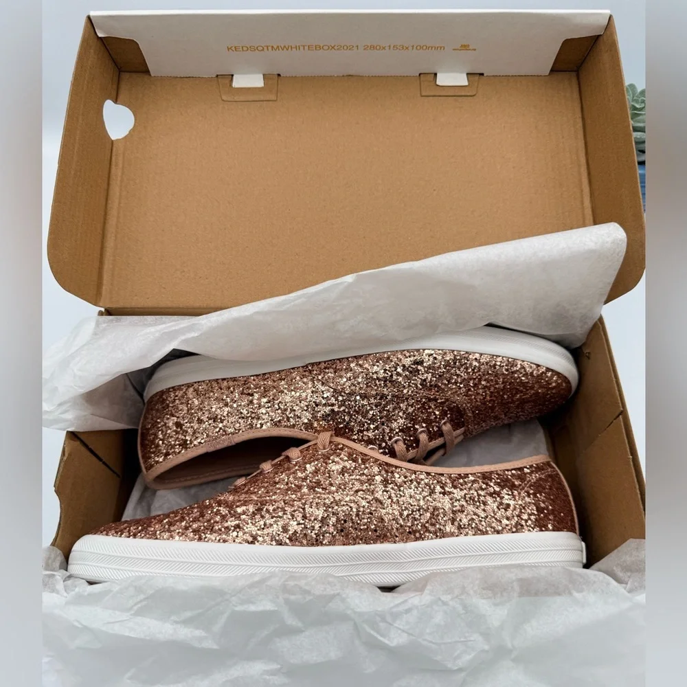 KEDS Sz 9 Women's Glitter Rose Gold NIB - Picture 7 of 8
